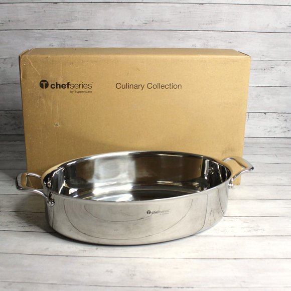 Tupperware T Chef Series Stainless Steel Open Oven Turkey Roaster Pan - Picture 2 of 3